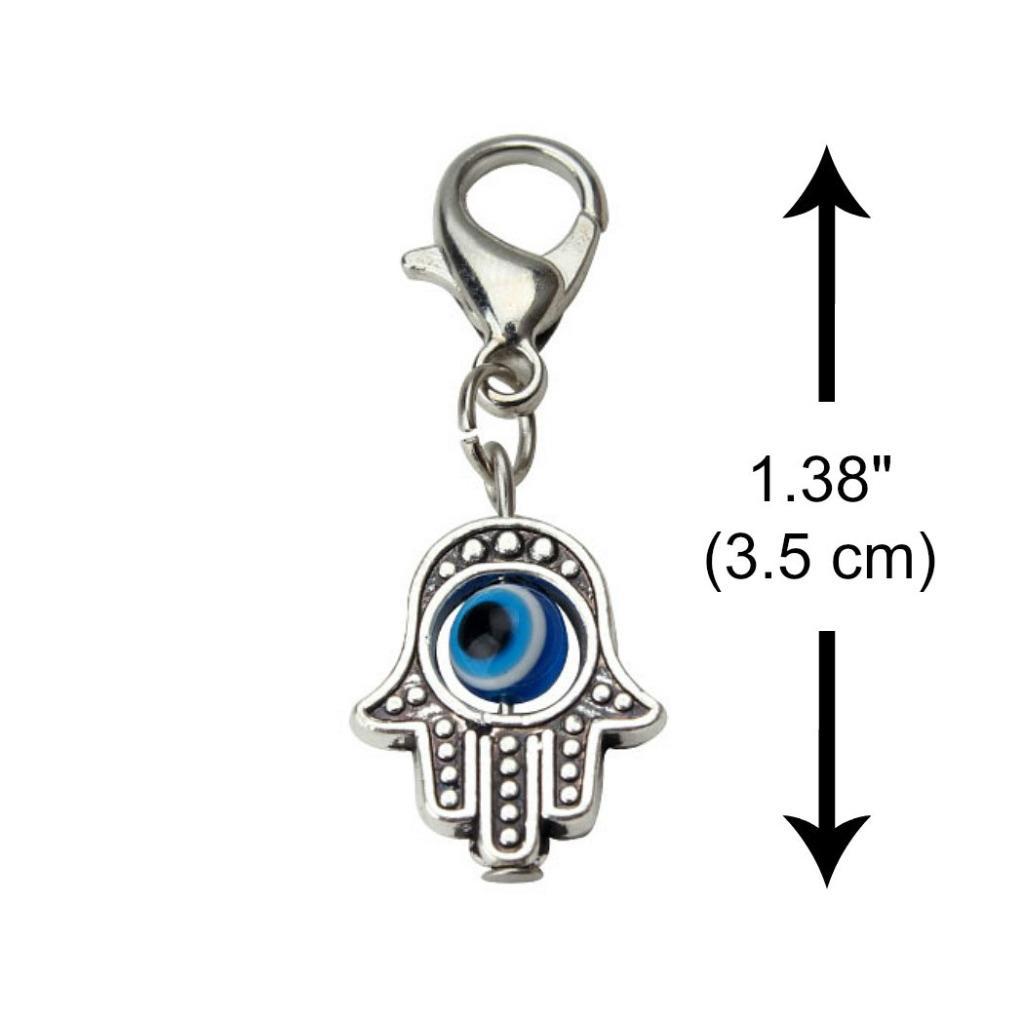 SET OF 3 TINY HAMSA HAND CHARMS Evil Eye Zipper Pull Clip On Lobster Clasp Lucky