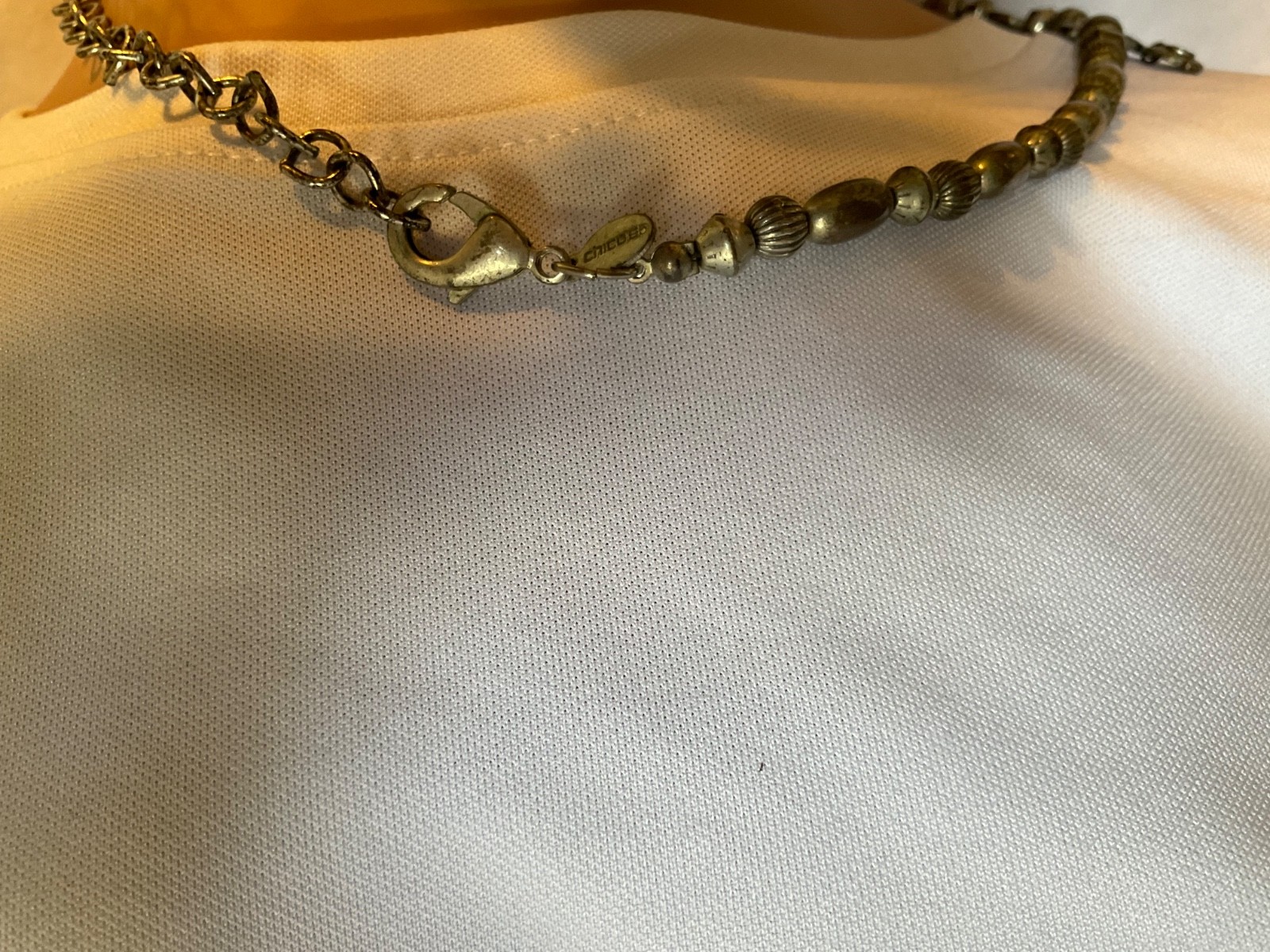 Chicos silver tone squash necklace. 17”.
