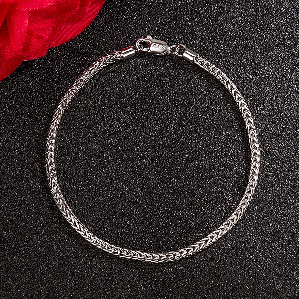 Silver 925 Sterling Silver Italian Style Foxtail Chain Bracelet w/Lobster Clasp