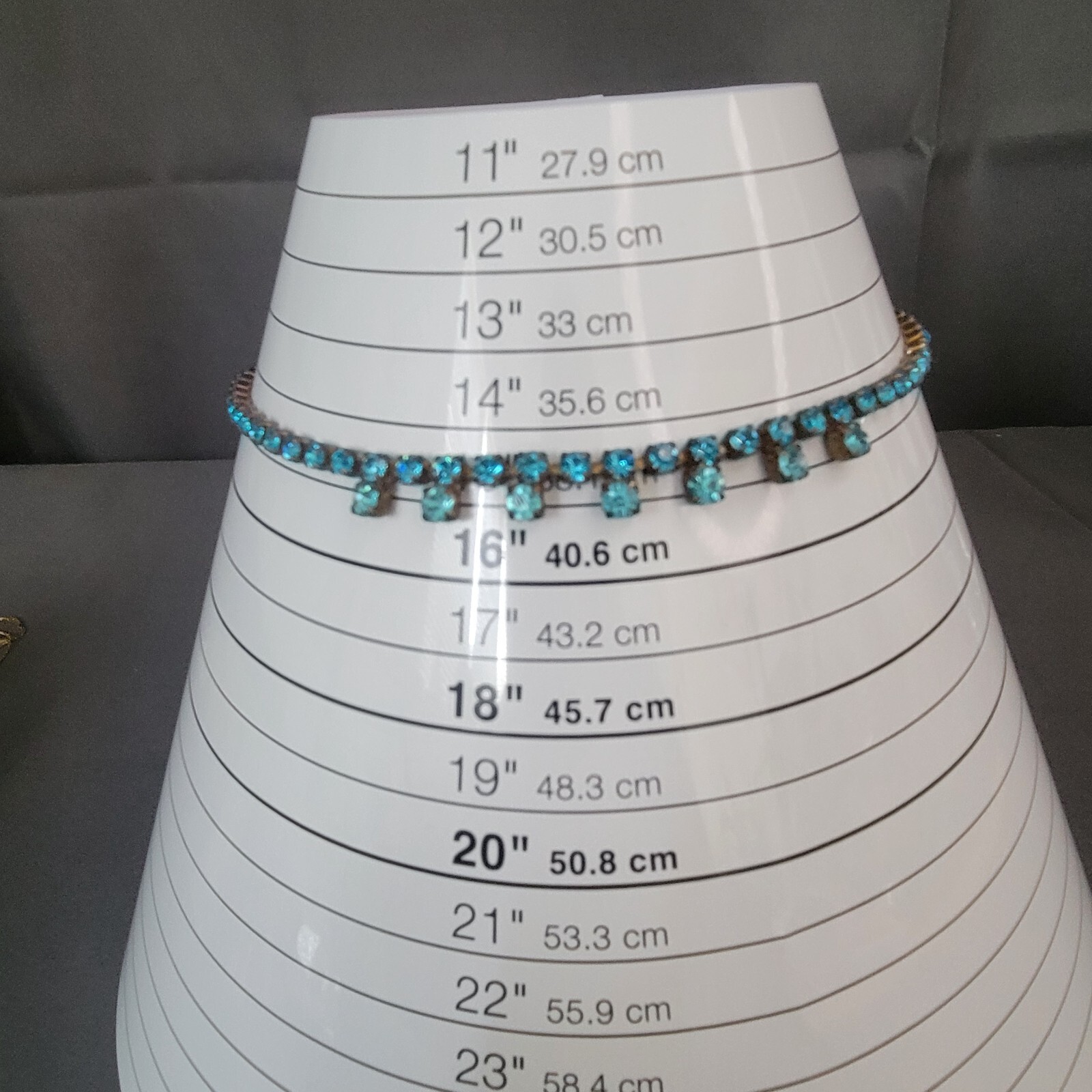 Womens Aquamarine Colored Rhinestone Choker Fashion Necklace Foldover 15 in