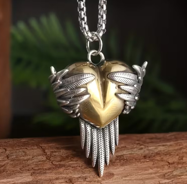 New Catholic Blessing Guardian Angel Wing Love Heart Pendant Necklace Christian
