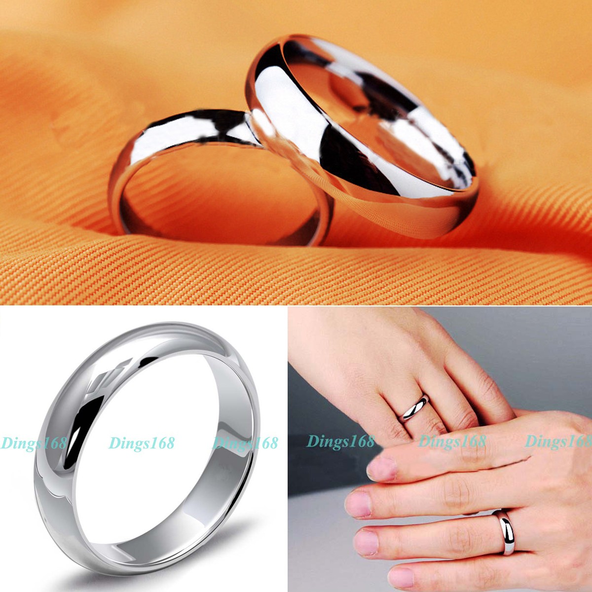 18K White Gold Filled Tarnish-Resist 4mm Thin Classic Plain Band Ring Size9 T253