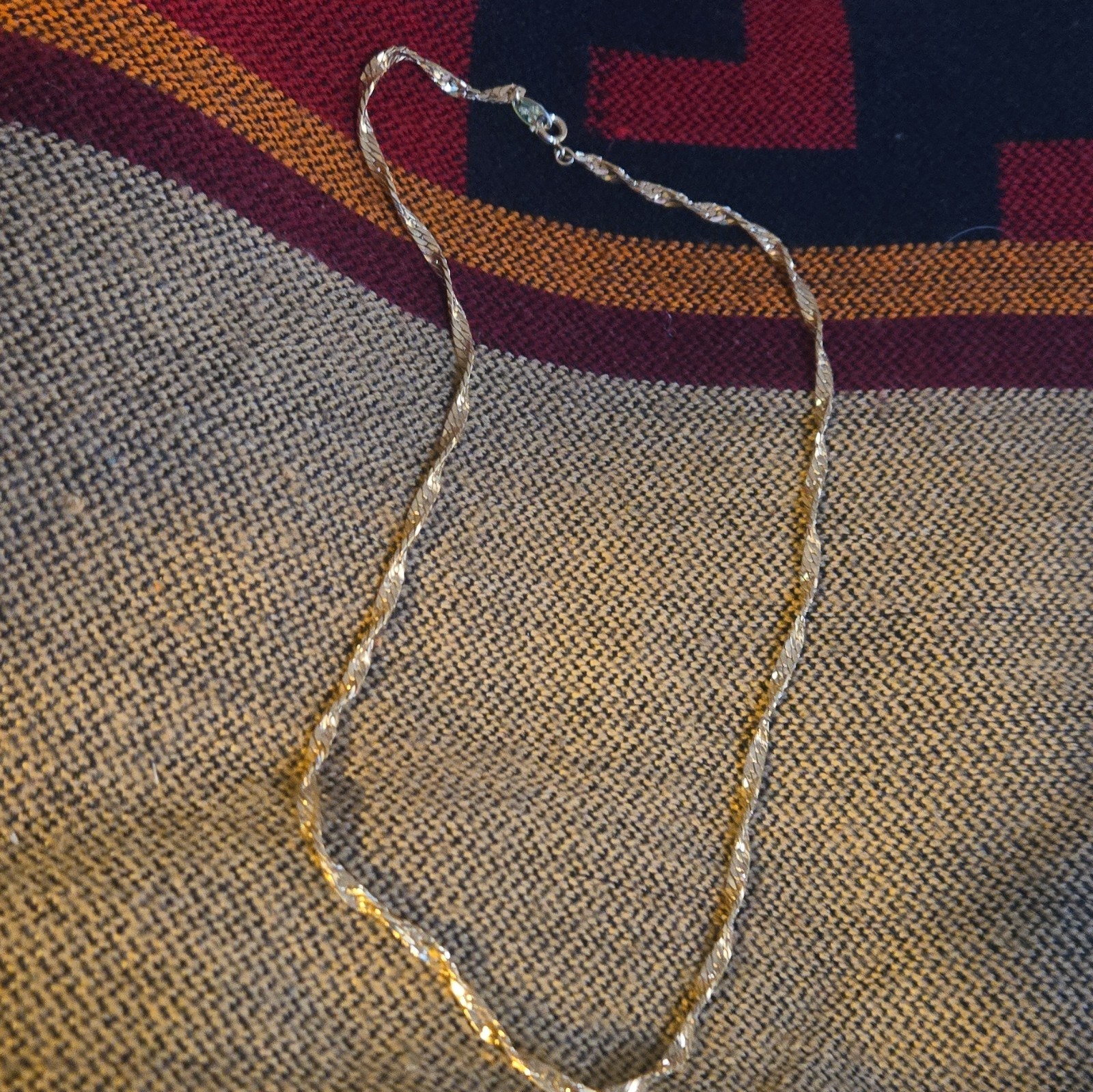 Trifari Silver Plated Herringbone Chain Necklace Lobster Clasp Signed No Stone