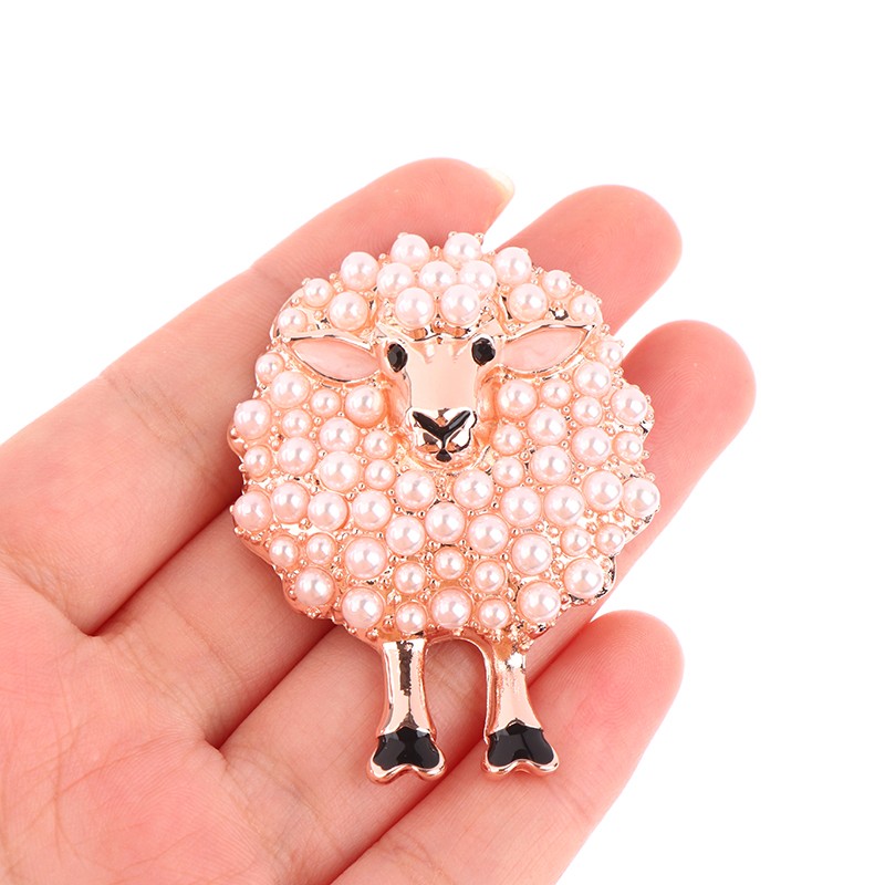 Cartoon Animal Brooch Inlaid Pearls Lucky Lovely Sheep Brooch Alloy Brooch Gift