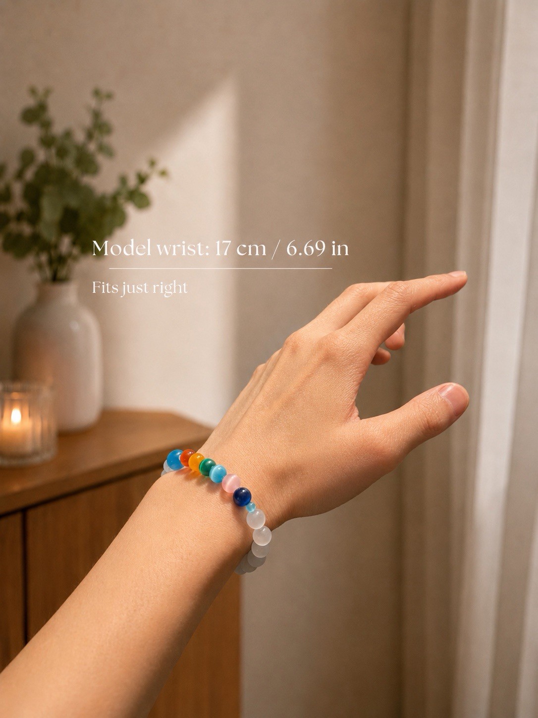 Rainbow Cat’s Eye Beaded Bracelet – Colorful Stretch Bracelet
