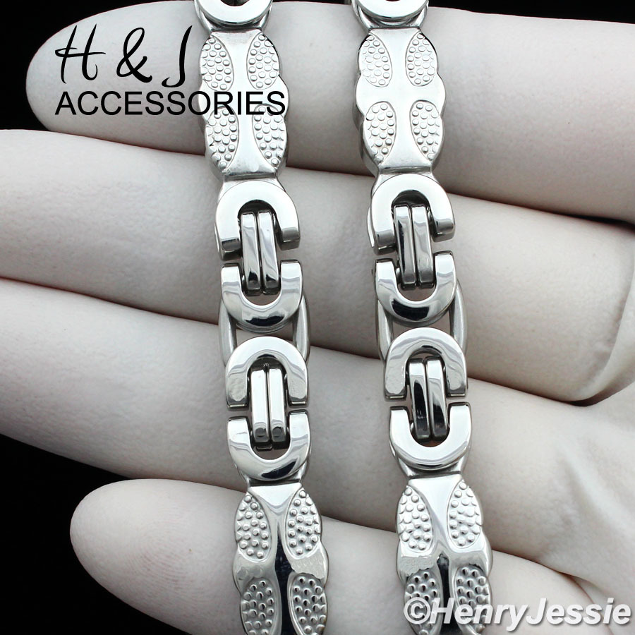 18-40″MEN Stainless Steel WIDE 8mm Silver Cross Flat Byzantine Box Link Necklace