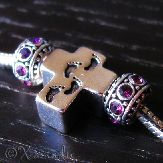 Walking The Path Of God Cross Charm And Crystal Birthstone European Style Beads