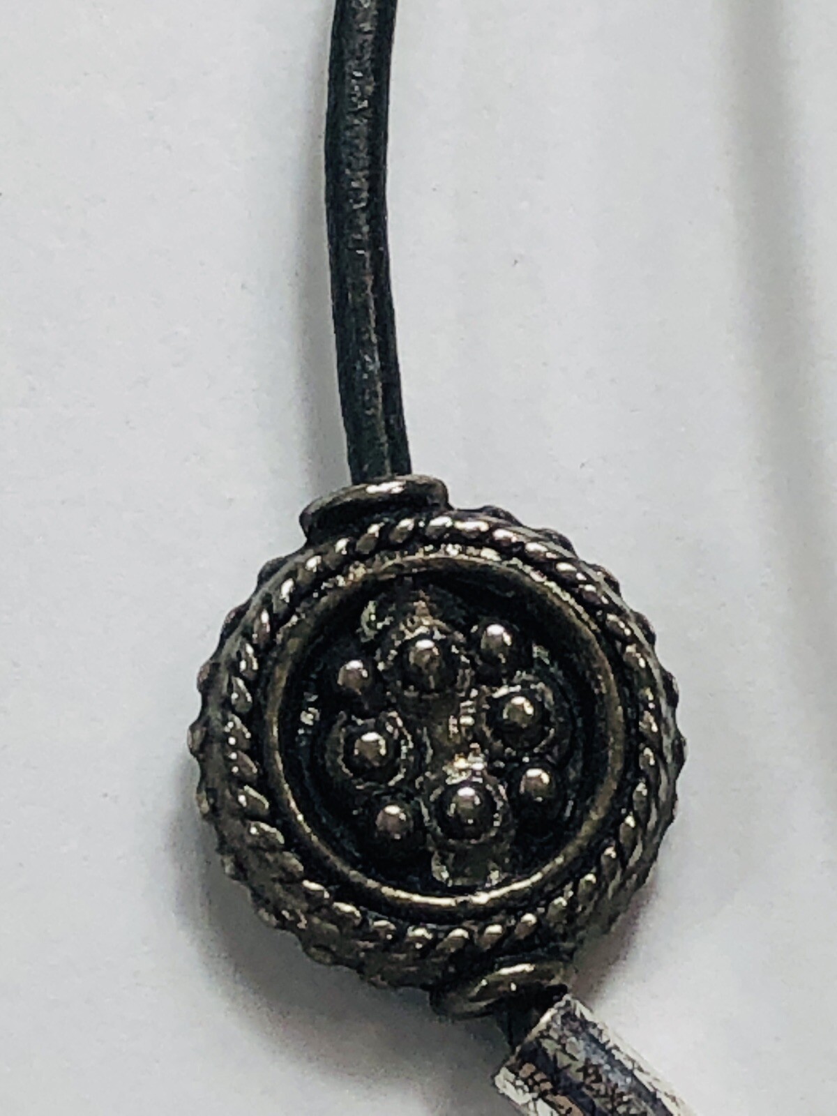 Lizzy James Bracelet Leather Medallion Convertible Necklace – 19 in