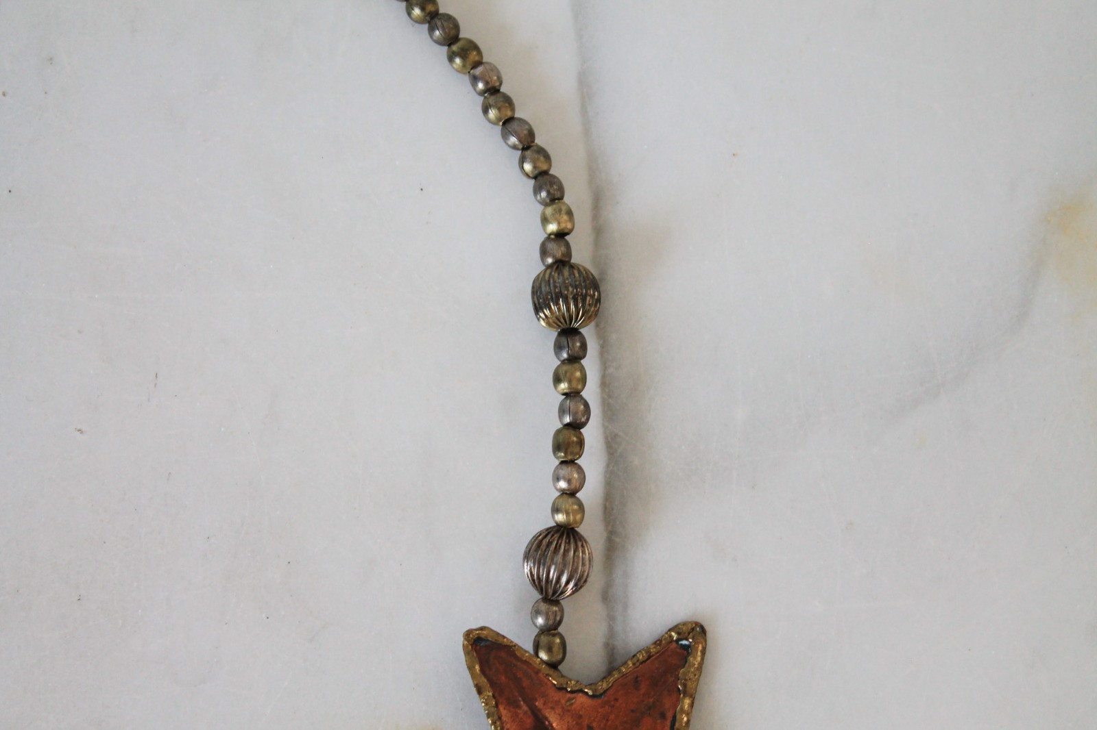 Vintage Handmade Sun Moon & Stars Necklace Celestial Brass Boho Chunky
