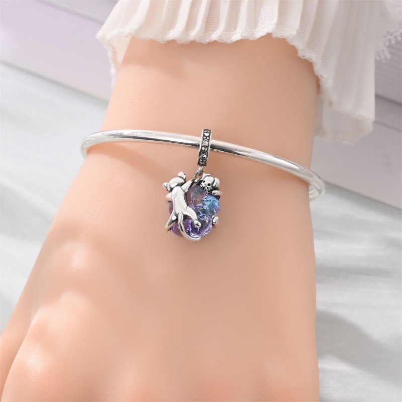 KUNSIR 925 Sterling Silver Cute Pet Pendant Charm For Women Bracelet DIY Gifts