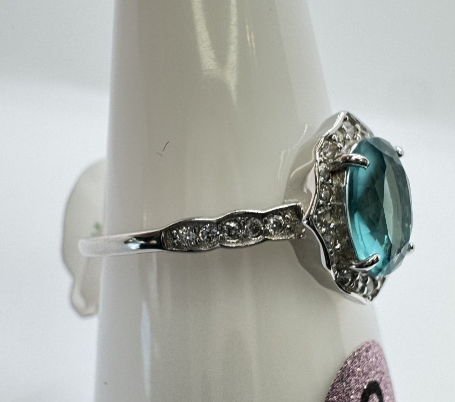 Size 8 Bomb Party Ring – RBP2148 Mediterranean Love – Paraiba Topaz on .925