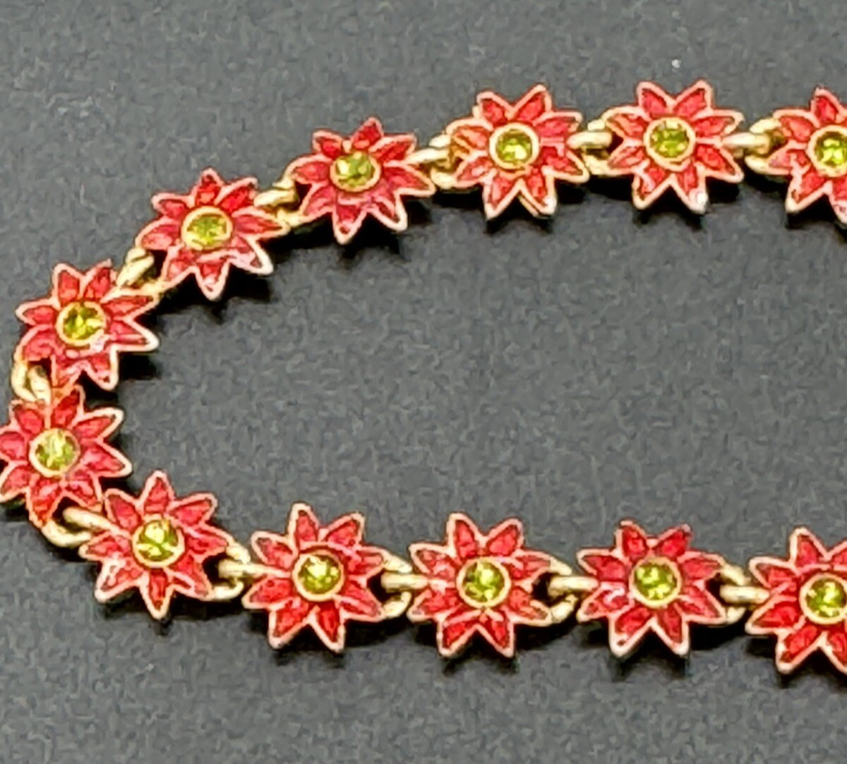 Christmas Holiday Christopher Radko Poinsettia 7.5″ Bracelet & Matching Earrings