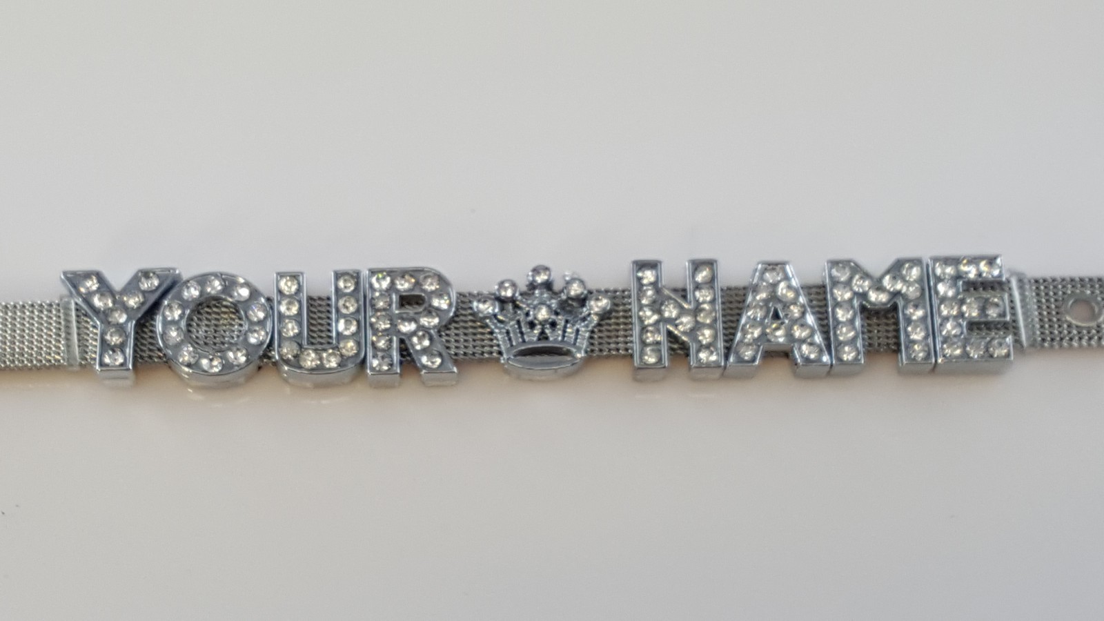 Personalized Custom Name Stainless Steel NB Wristband Bracelet Rhinestone Letter