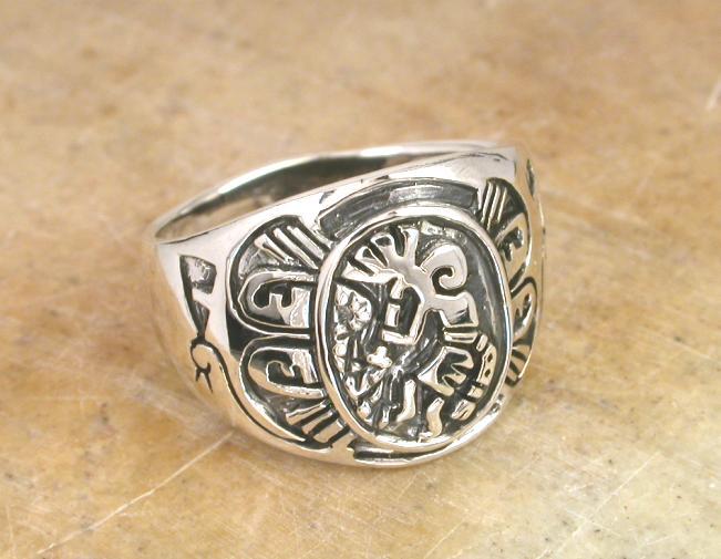 LARGE THICK STERLING SILVER KOKOPELLI RING size 10 style# r0894