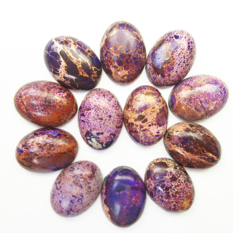 12Pcs 25x18x7mm Purple Sediment Jasper Oval Cab Cabochon L0119532