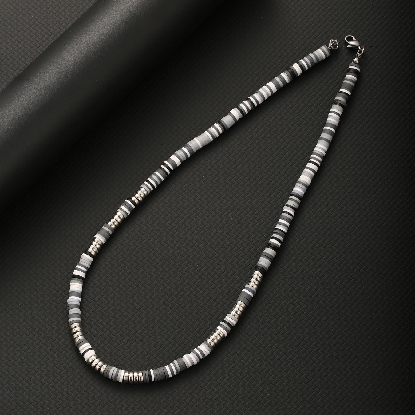 Bohemia Polymer Beads Necklace for Men Women Black White Collar Jewelry