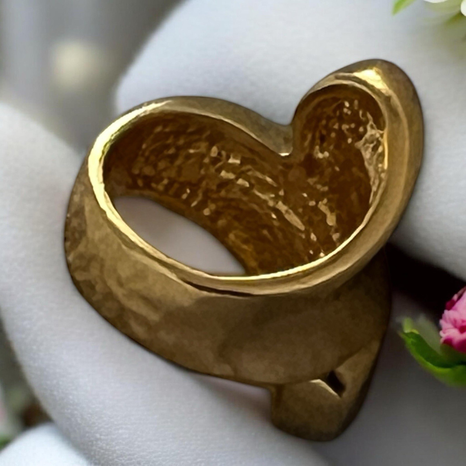 BRONZALLURE Contrarié Hammered 18Kt Yellow Gold Plated Size 6.5 Ring 10.3g