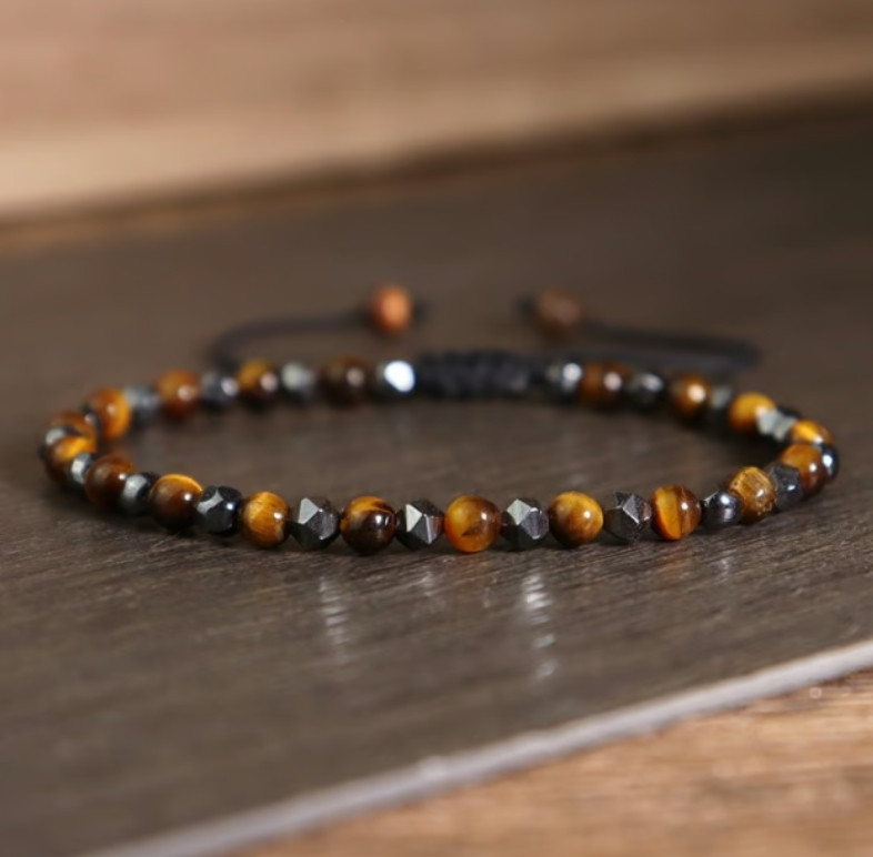 TrendingNow Tiger’s Eye Hematite Bracelet Adjustable Natural Stone Bead Bracelet