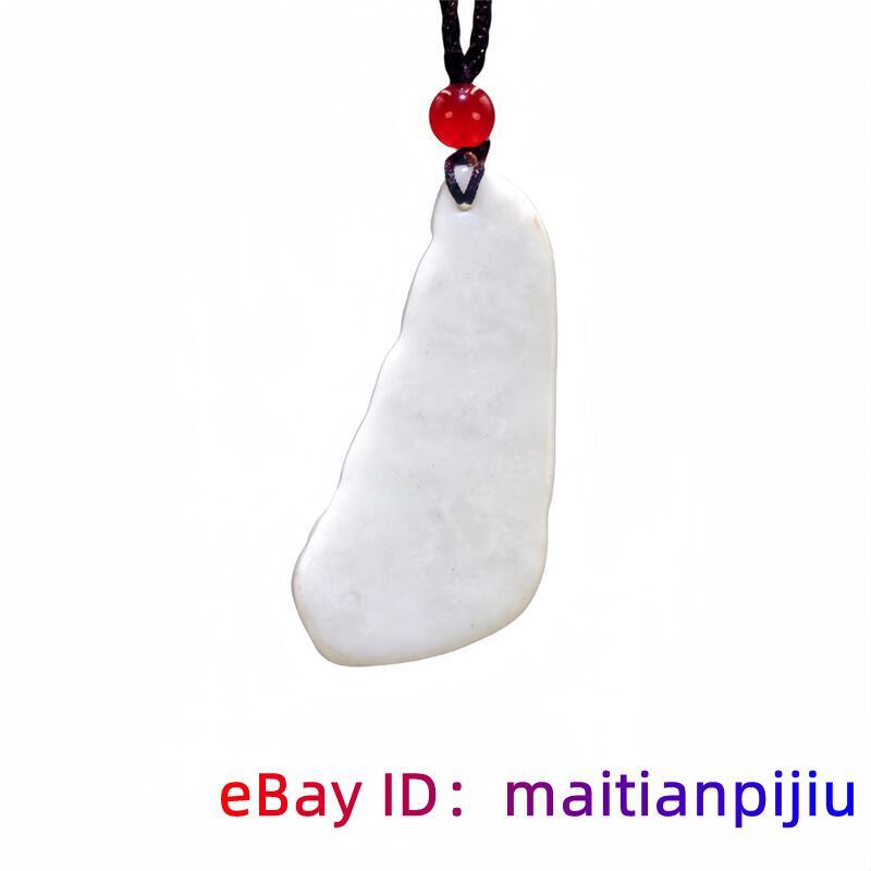 Natural White Real Jade Bat Pendant Necklace Vintage Talismans Carved Jewelry