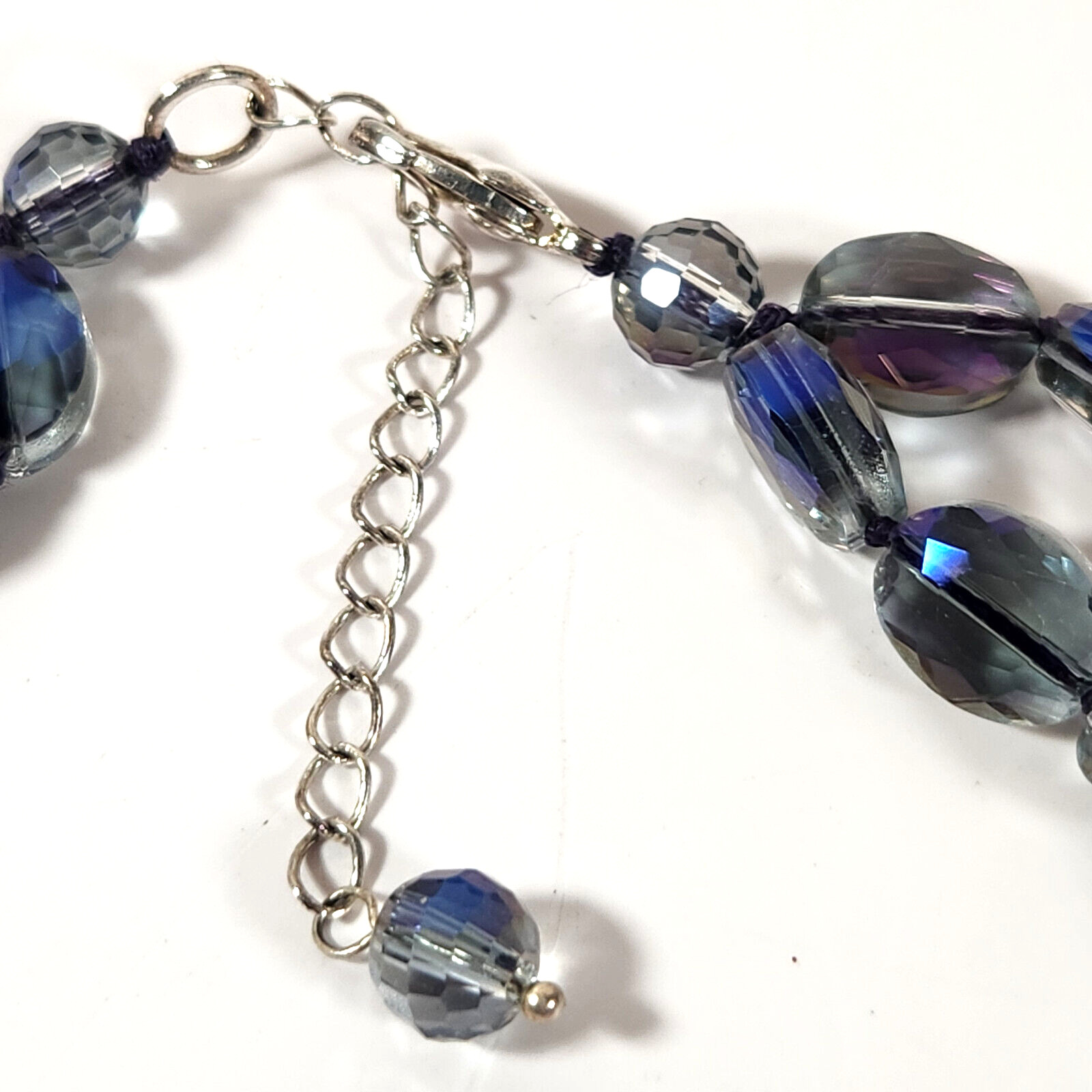 Beaded Necklace Clip Earrings Purple Blue Pink Iridescent Smoky Special Occasion