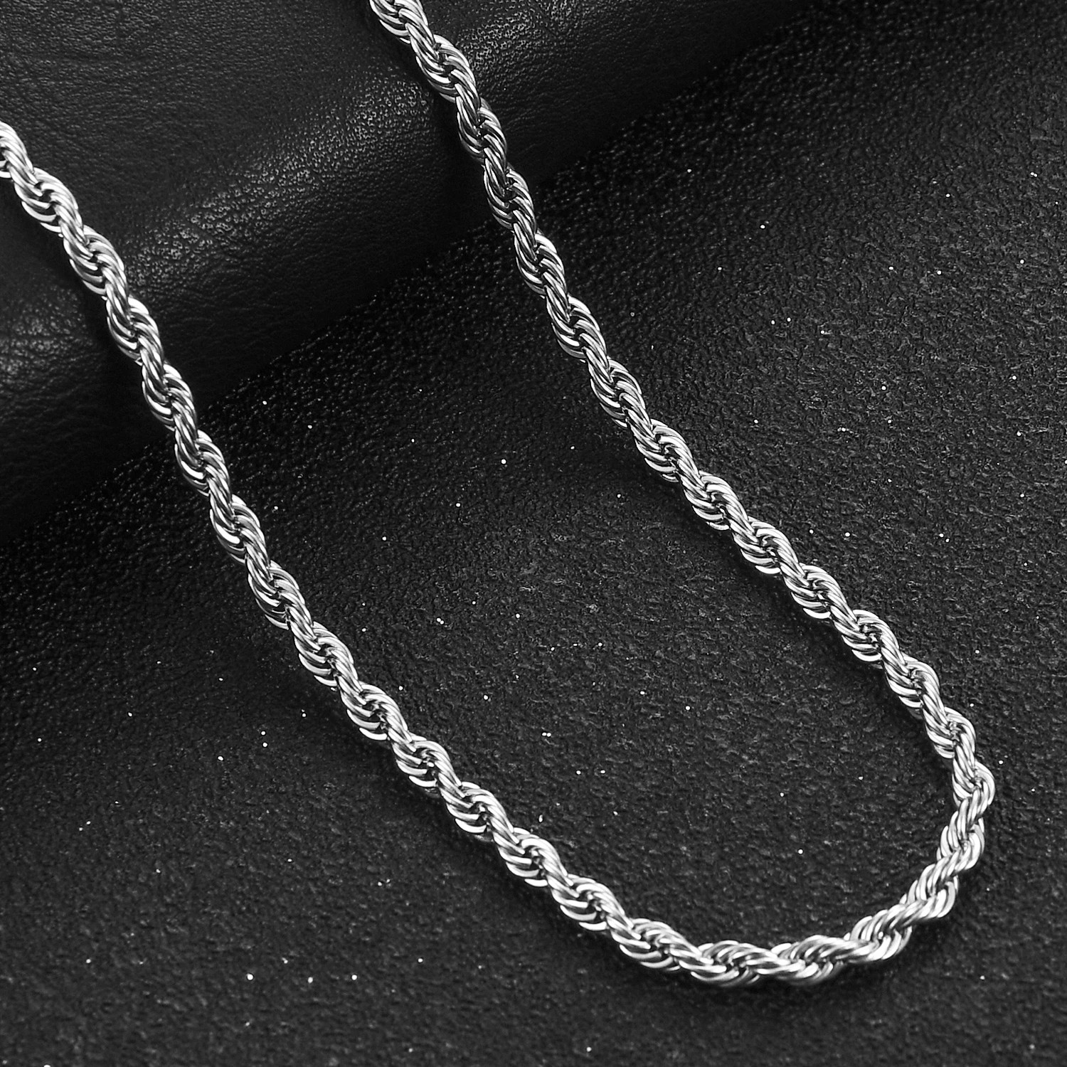925 Sterling Solid Silver 4MM Twisted Rope Chain Necklace 16″ – 24″ Mens Womens