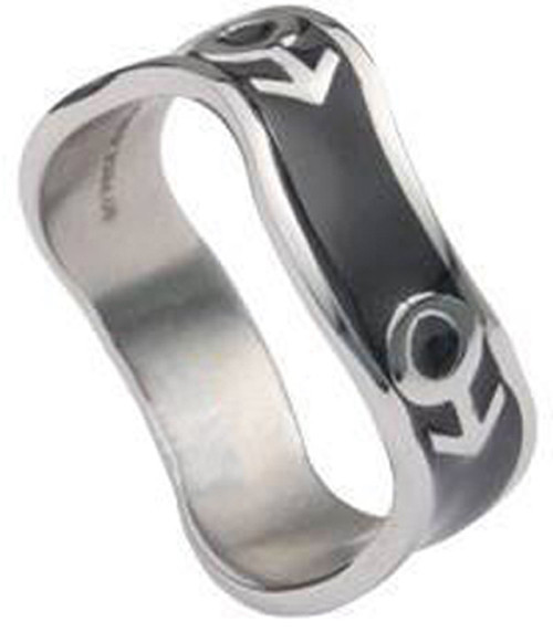 Pride Shack – Mars / Male Black Steel Wave Ring – Mens Gay Pride Steel Ring LGBT