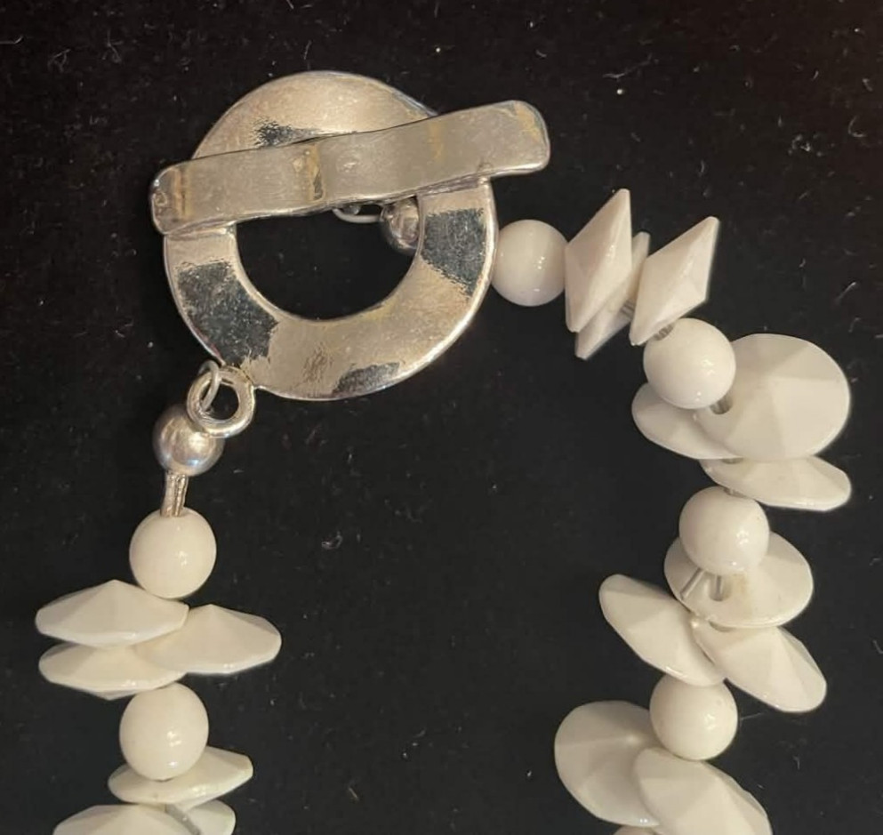 White Beaded Starfish Charm Necklace. 19 “. Gift Box