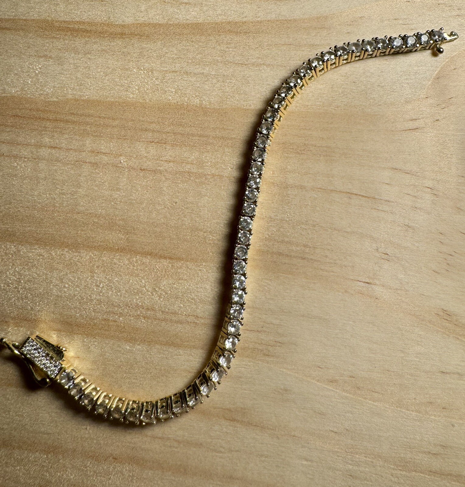 GLD Shop Gold Plated Cubic Zirconia Tennis Bracelet 5.75” Long, 3mm Wide