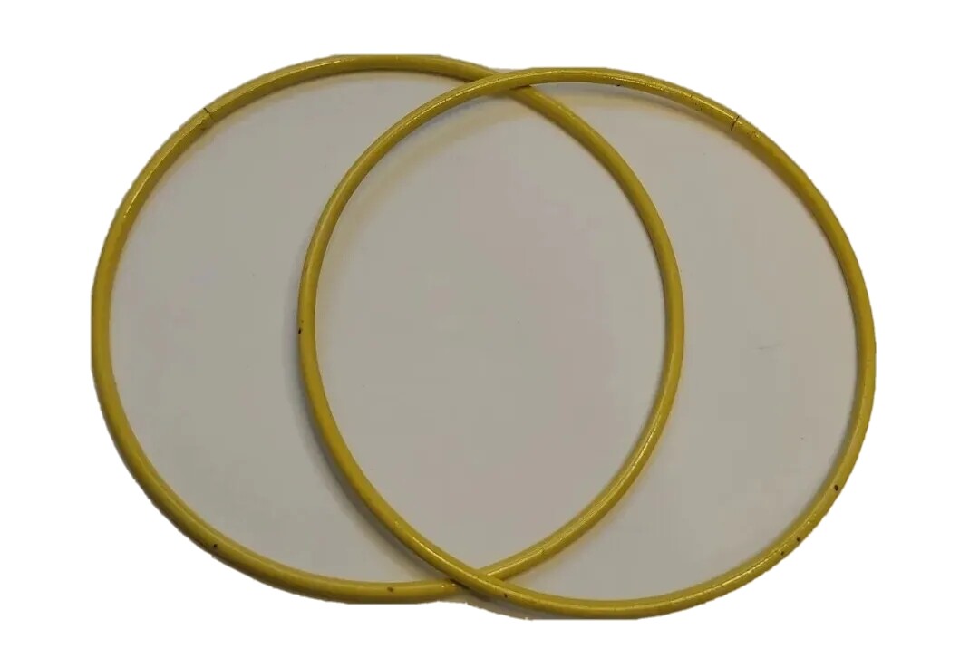Bracelet Bangle Yellow Color 2.5″ Diameter Unknown Thin Metal 2 Count 1 Pair