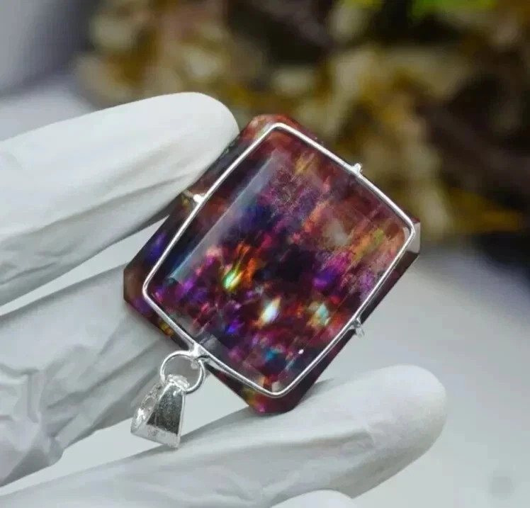 84.75 Ct Natural Ammolite 925 Solid Silver Rainbow PENDANT Certified Gemstone
