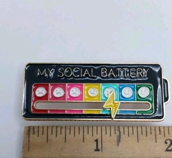 4Pcs My Social Battery Mood Brooch Pin Enamel Lapel Pins for Backpack Collar Hat