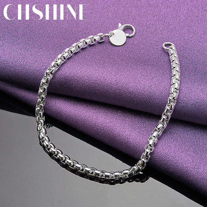 CHSHINE 925 Sterling Silver Exquisite 4mm Chain Bracelet Fashion Charm Jewelry