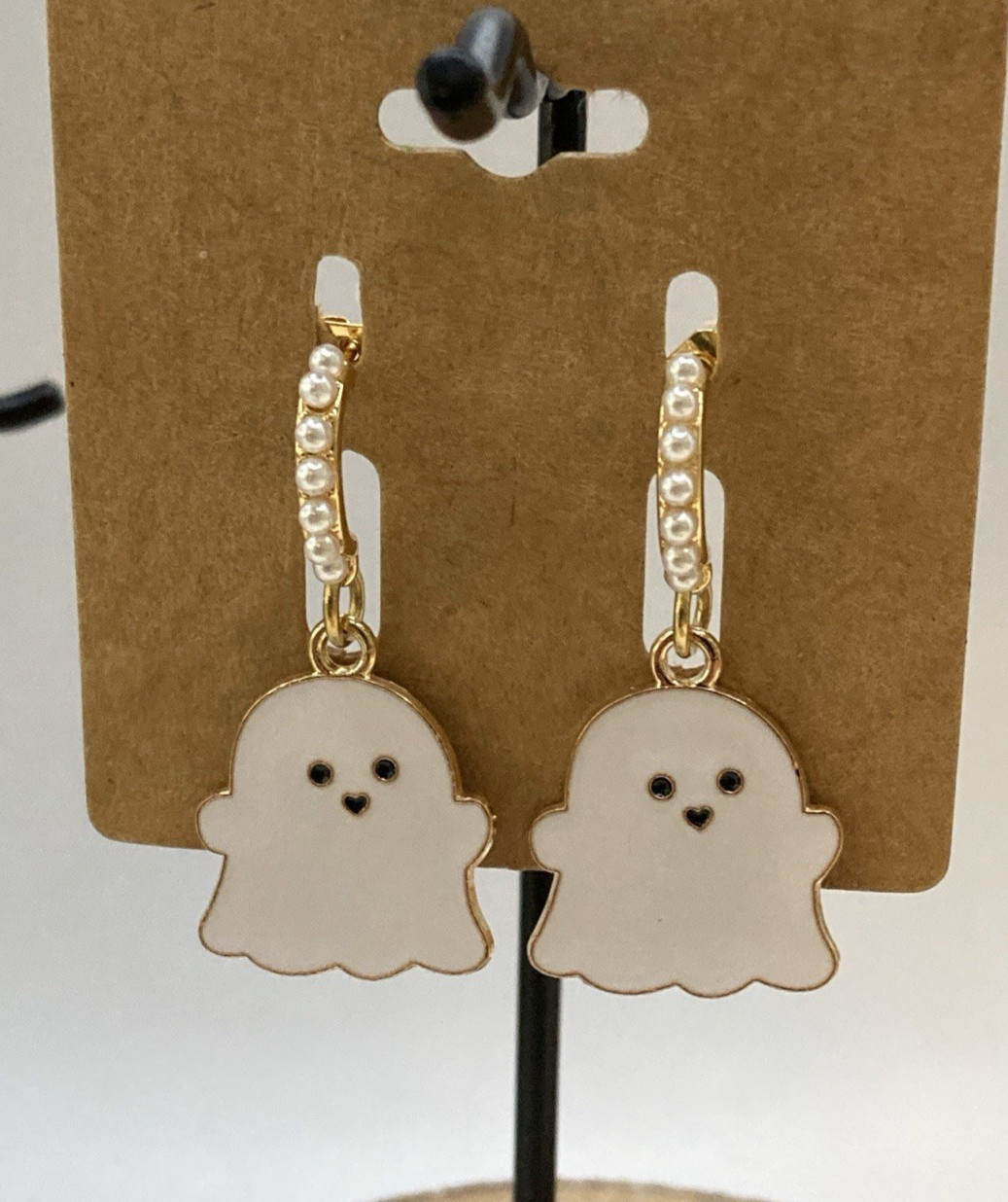 White & Black GP & Enamel Variety Ghost & Bat Dangle/Drop Earrings, Set 3 Pair
