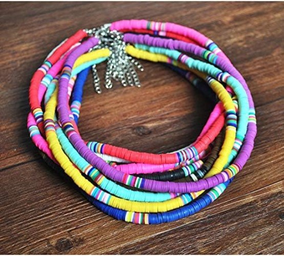 Handcrafted Bohemian Choker – Colorful Vinyl Disc Beads – Perfect for Summer