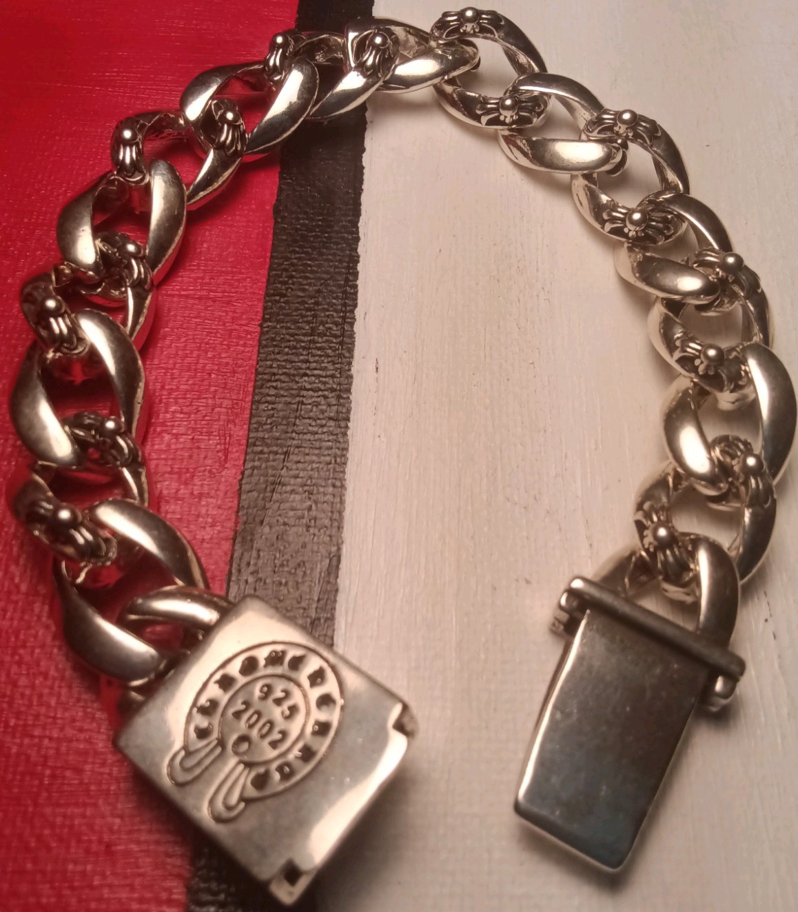 Chrome Gothic Bracelet biker Jewelery cuban link Men 23mm 2002 925 Punk Rock