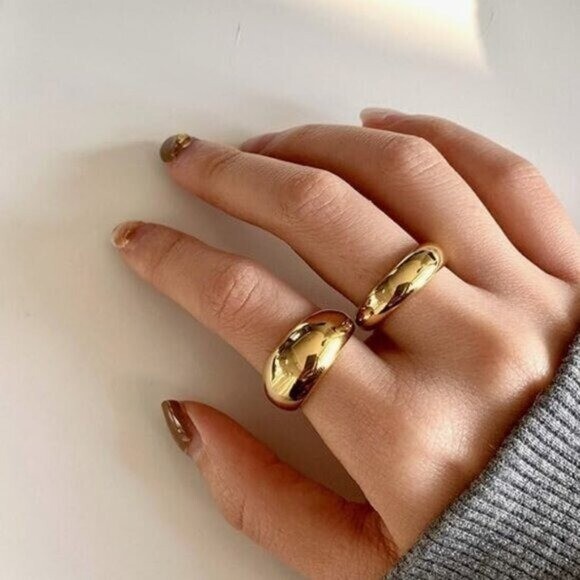 Chunky Gold Dome Ring – Waterproof, Non-Tarnish Statement Ring for Everyday Wear