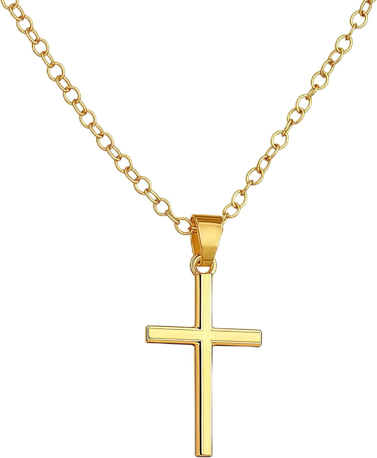 Women’S Dainty Layered Cross Necklace – 14K Gold Plated/Simple Small Pendant/16-