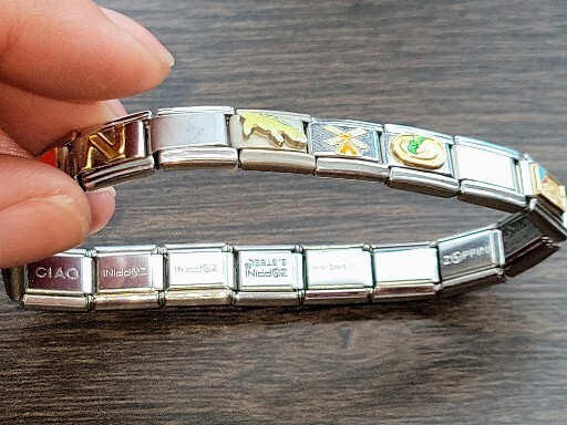Persona Links Casa D’Oro Italy Stainless Steel Link Stretch Charm Bracelet Italy