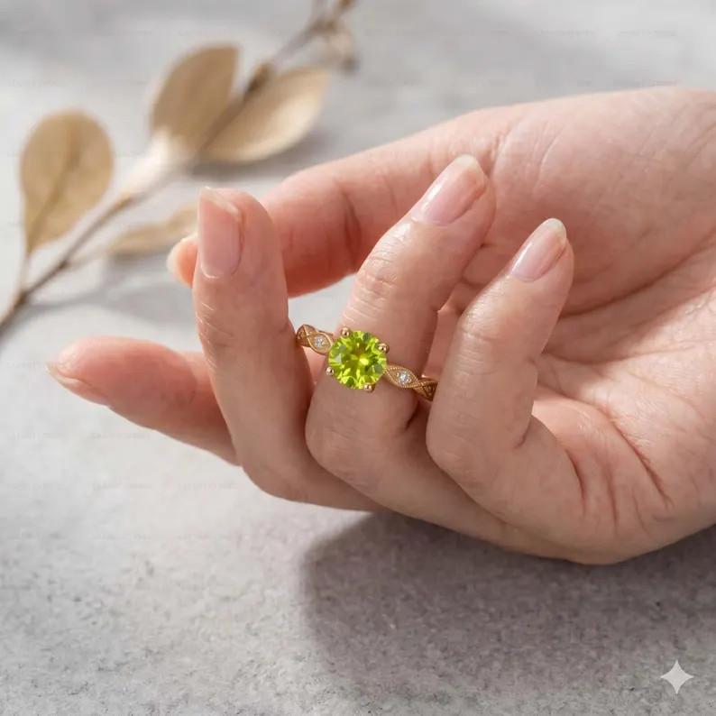 Peridot Ring, Brass Gold Alloy ,Red Gemstone Ring ,Women Gift for her