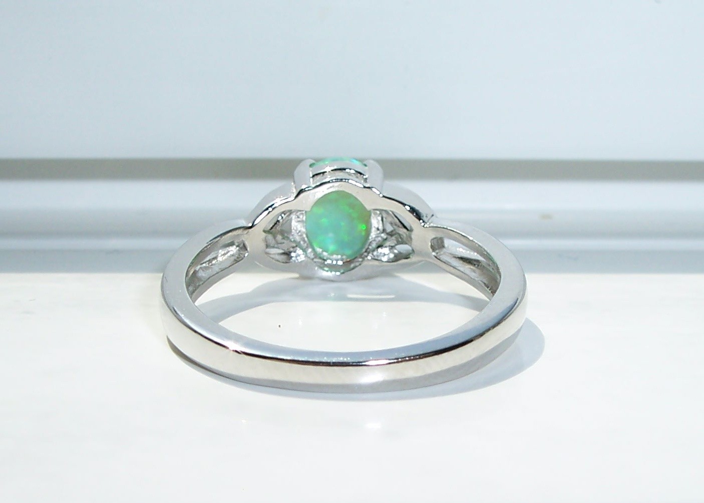 Oval Green Fire Opal Lab Created Ring 925 Sterling Silver Women’s Sizes 3-13