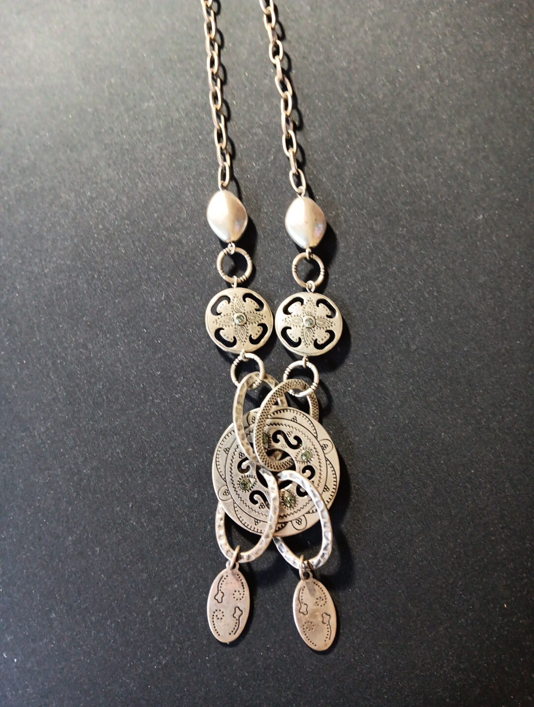 Bohemian Necklace Silver Tone Metal