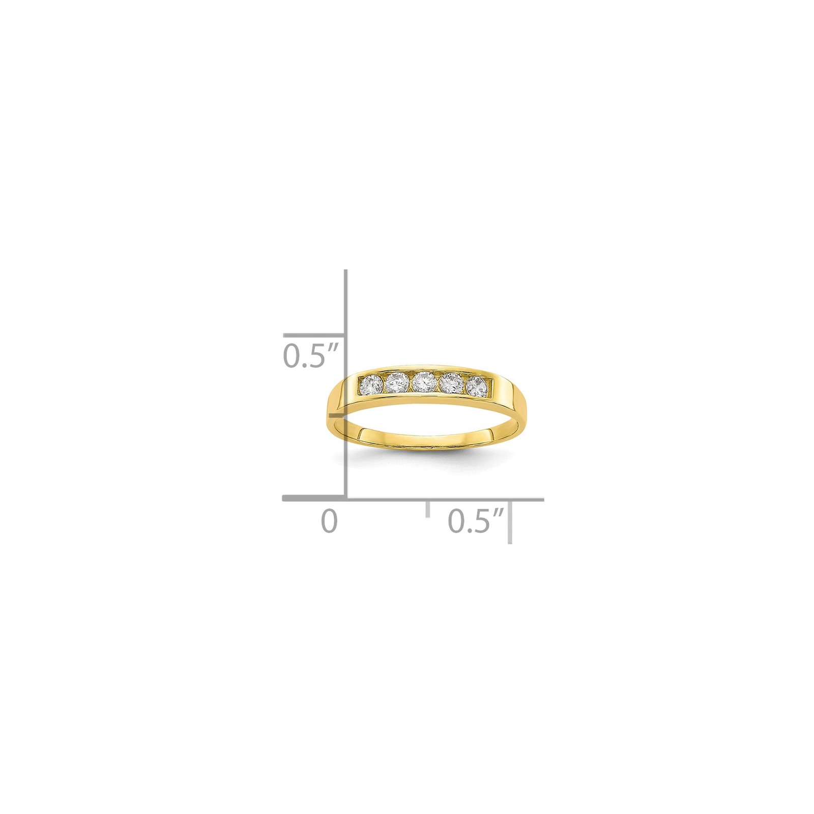10k Polished 5-Stone CZ Size 3 Baby / Childs Channel Ring Womens