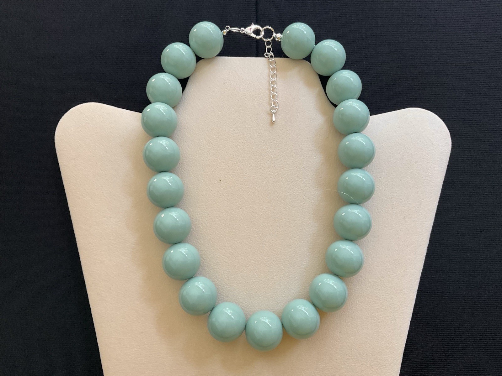 Chunky Duck Egg Blue Beads Adjustable Choker Necklace