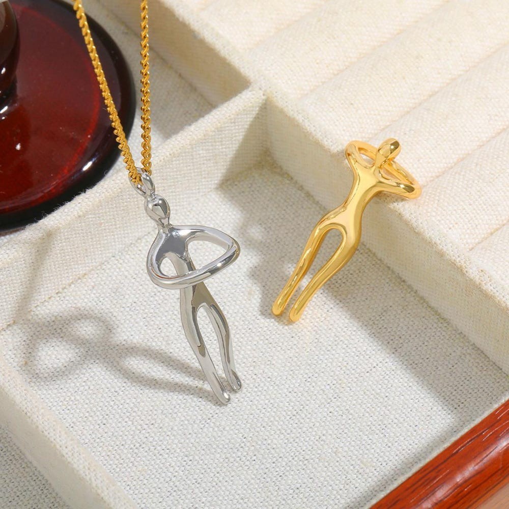 Couple Hugging Pendant Necklace Lovers Together Forever Metal Plating Love Style