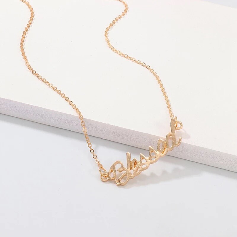 BLESSED Word Cross Faith Wish Pendant Necklace Gold Plated Christian Gift N179