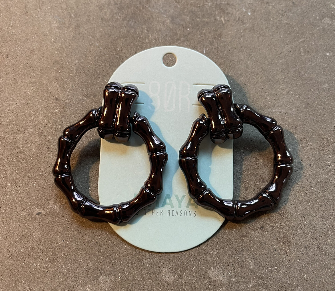 8 Other Reasons + Draya Michele Chocolate Gold Bone Hoop Earrings 80RDR104 NWT