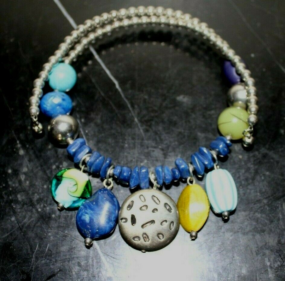 Stones and Beads Stretch Wrap Boho Statement Necklace