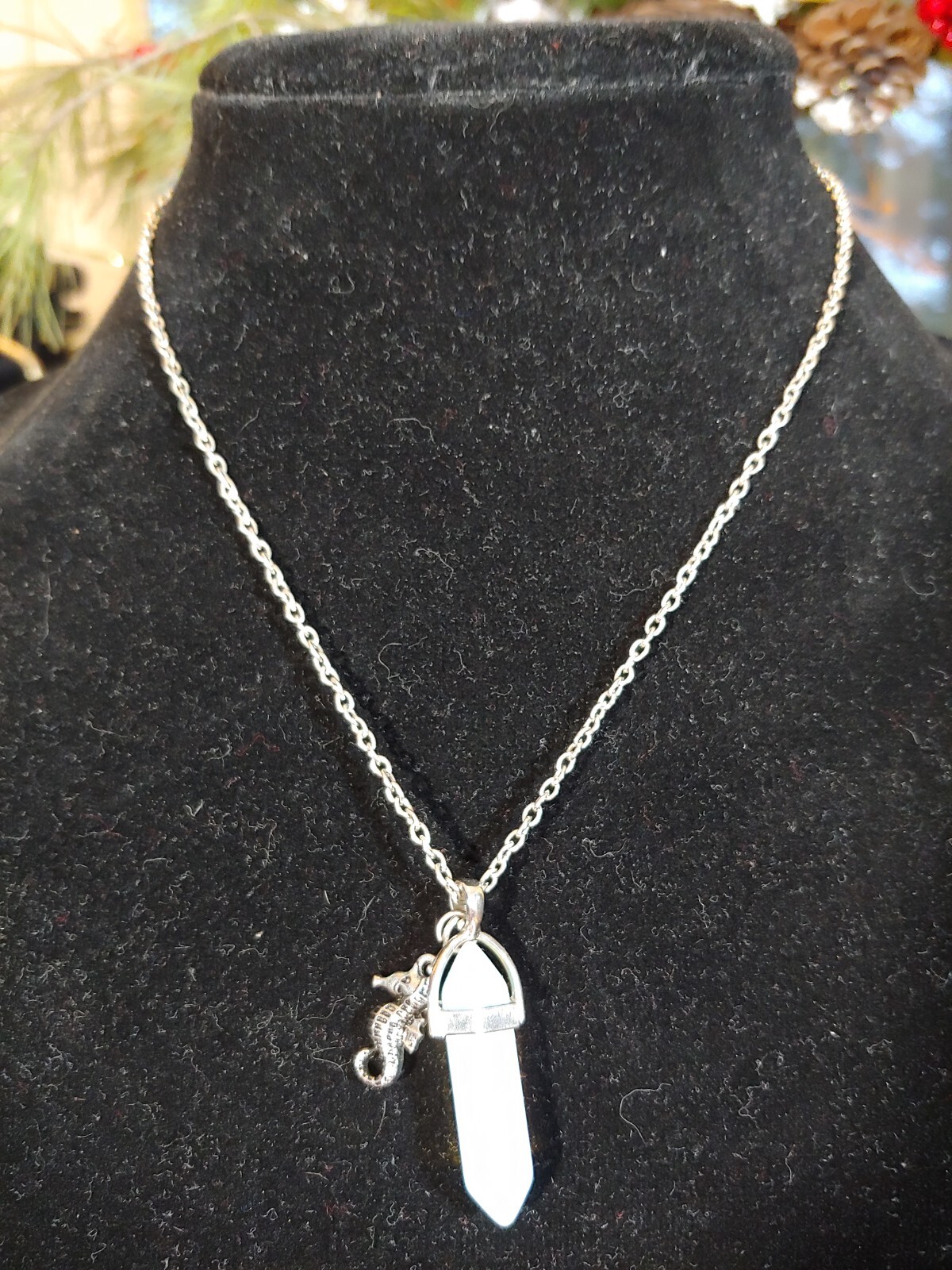 Adult Jewels Seahorse Stone Pendant Necklace