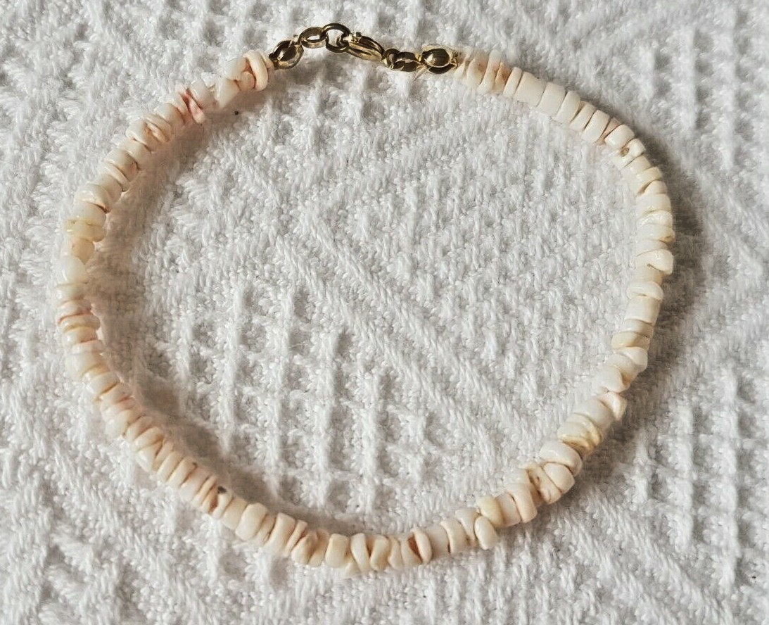 Bracelet ~ Natural Polished ~ Shell Beads ~ Shell Pink ~ 20cm (8 inches)