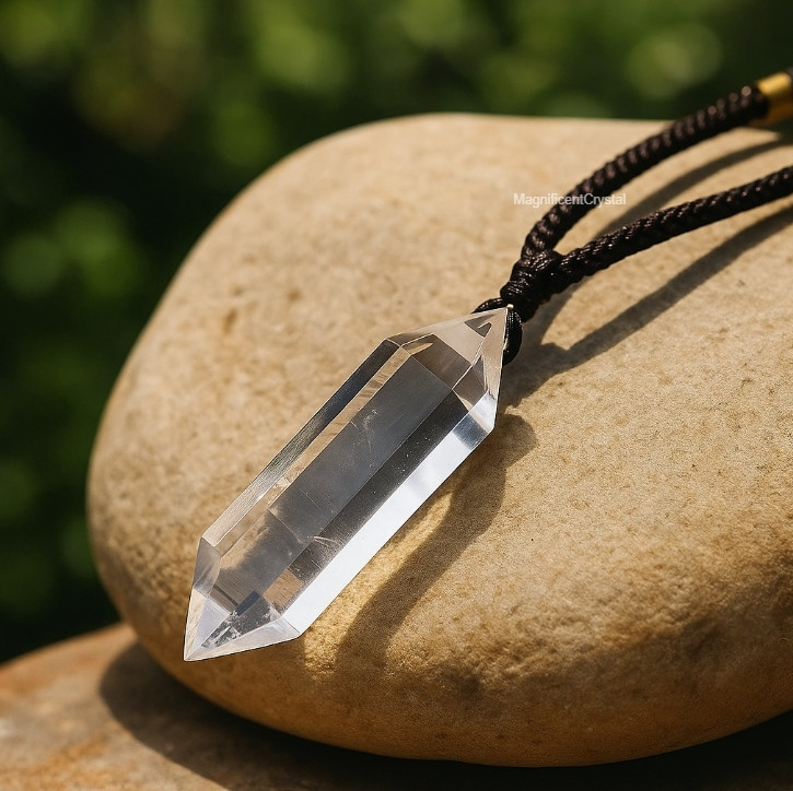 Clear Quartz Hexagonal Crystal Pendant Energy Healing Amulet Women Men Jewelry